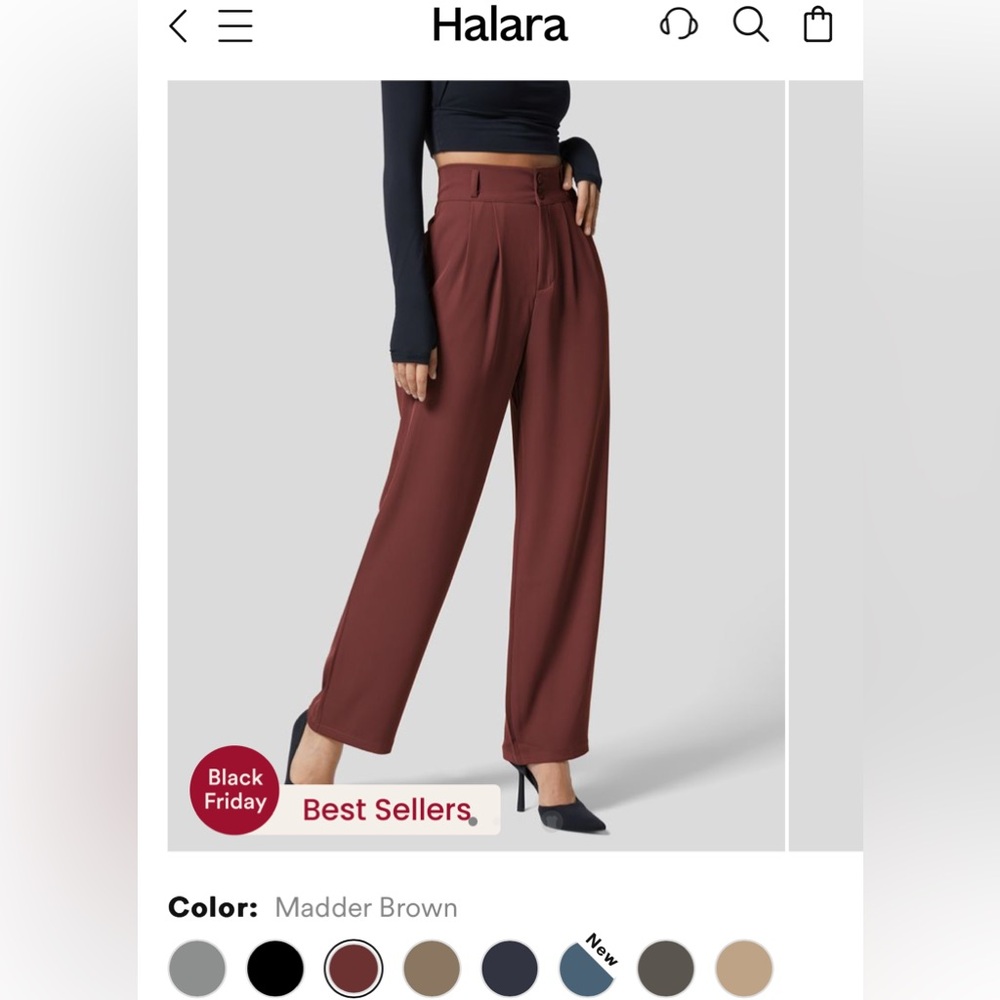 NWT Halara High Waisted Button Zipper Side Pocket Straight Leg Work Pants